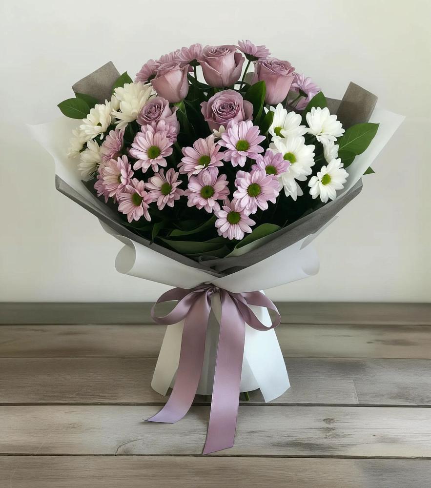 Букет цветов из: Хризантемы и Розы в Миллерово