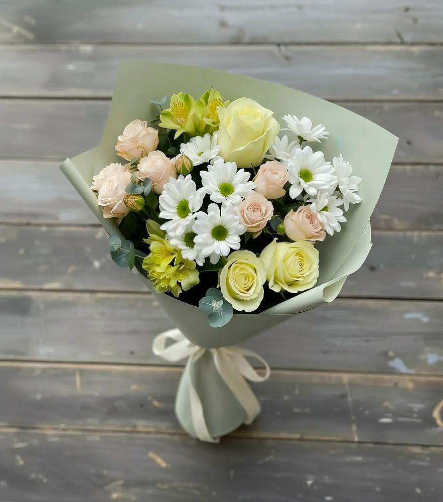 Букет цветов из: Альстромерии, Розы и Хризантемы в Миллерово