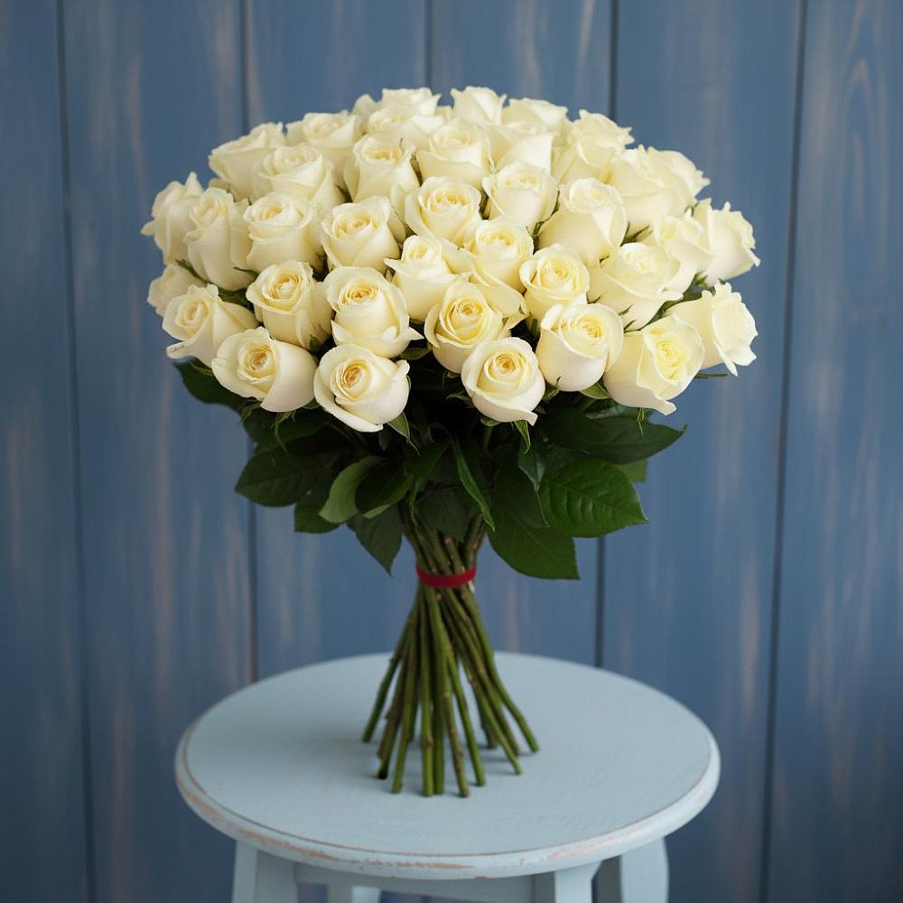 Букет 51 Белая роза Эдлесс Лав в Миллерово