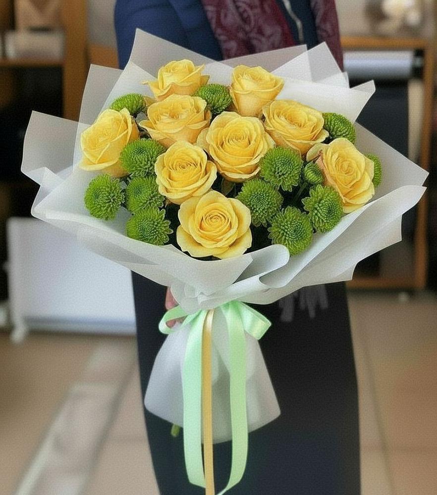 Букет цветов из: Хризантемы и Розы в Миллерово