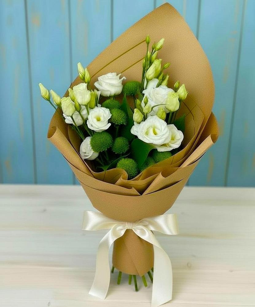 Букет цветов из: Хризантемы и Лизиантусы в Миллерово