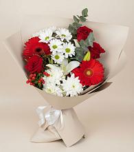 Букет цветов из:  Розы, Хризантемы, Герберы и Лилии #REPLACE_PRED# Миллерово