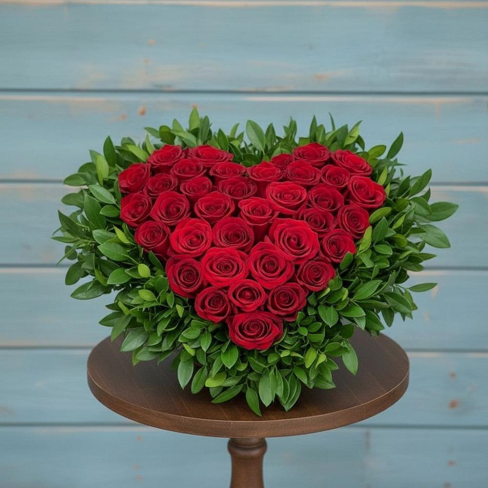 Цветочная композиция из Розы в виде сердца в Миллерово