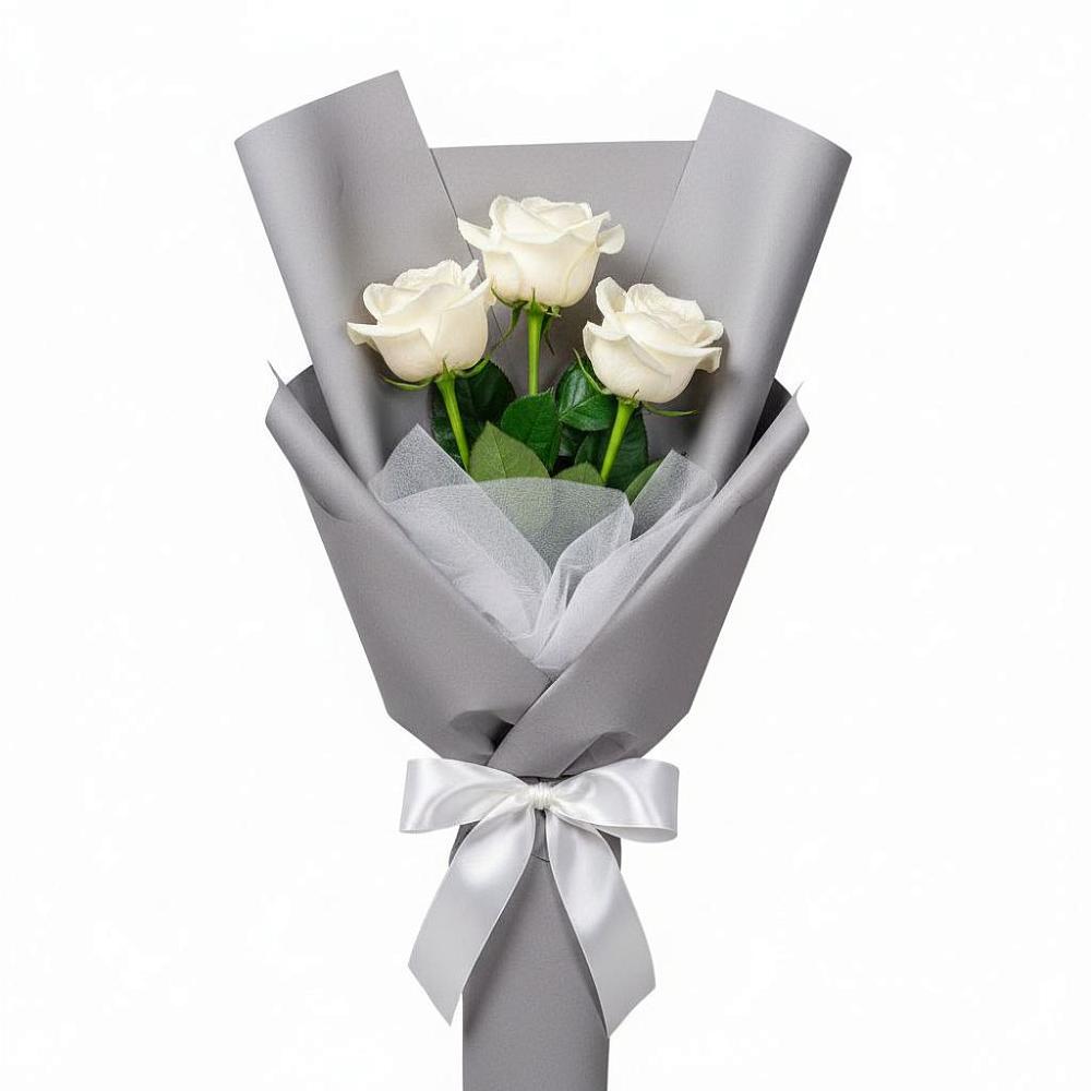 Букет 3 белые розы в Миллерово