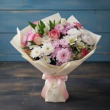 Букет цветов из:  Хризантемы, Альстромерии и Розы в Миллерово