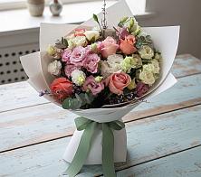 Букет цветов из:  Розы, Лизиантусы и Гвоздики в Миллерово