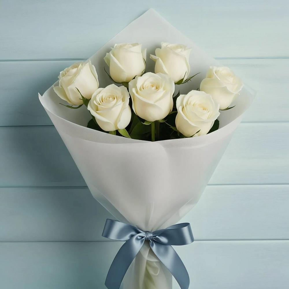 Букет 7 Белых роз Эдлесс Лав в Миллерово